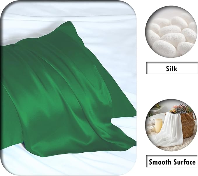Mulberry Silk Pillow Cases Standard Size Silk Pillowcase with Zipper Soft Breathable Smooth Cooling Satin Silk Pillow Covers for Sleeping for Hair and Skin (Olive Green,20"X 26",1Pcs)