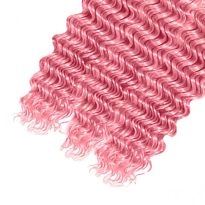 Light Pink Human Hair Bundles Pink Deep Wave Bundle Niegmeag Peruvian Virgin Remy Hair 3 Bundles 22 24 26 Inch Double Weft Hair Weave 300g