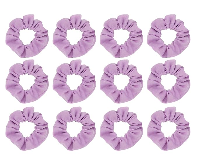 12pcs Cotton Hair Scrunchies Single Jersey Solid Color Ponytail Holders Elastic Hair Ties for Women Accessories (Lilac)