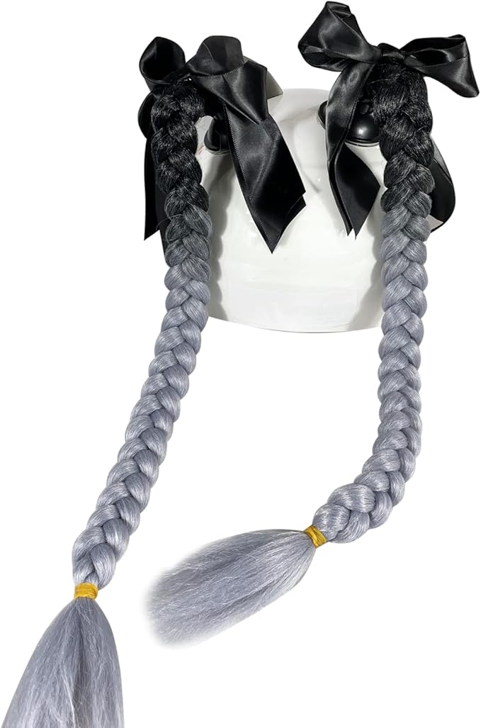2PCS Helmet Pigtail Motorcycle Helmet Ponytail Bicycle Helmet Braids Hair Tails Used for Any Helmets/Suction Cup Reusable Design 2PCS(Helmet Not Included)