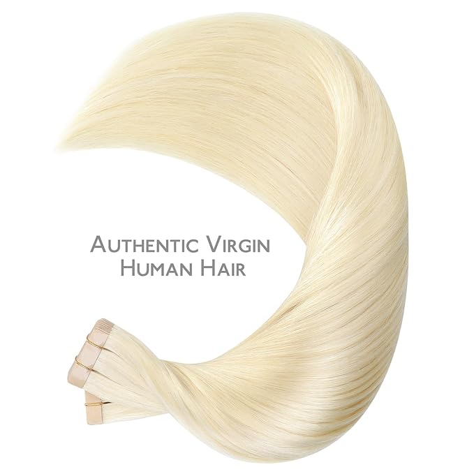 WENNALIFE Tape in Hair Extensions Human Hair, 40pcs 100g 18 inch Platinum Blonde Hair Extensions Real Human Hair Straight Tape in Extensions Invisible Human Hair Extensions