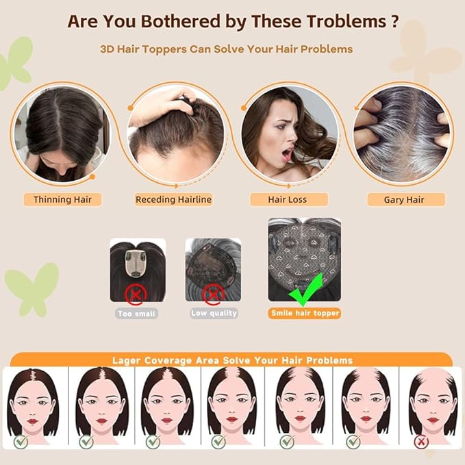 Hair Toppers for Women with Thinning Hair Toppers 360° 3D Topper Hair Pieces for Women Smiling Style Leads Fashion