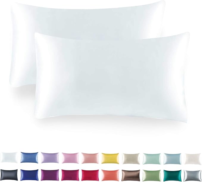 Tyfitb Satin Pillowcase Set for Hair & Skin Care – Cooling, Hypoallergenic, Anti-Frizz, Wrinkle-Free – Soft, Luxurious Pillowcases with Envelope Closure – 2-Pack, Queen Size 20x30, Gift-Ready