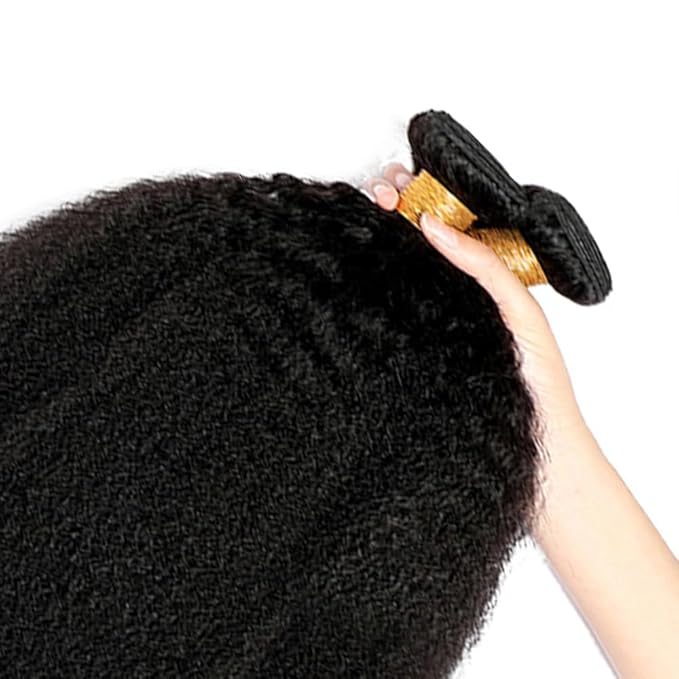 30 32 34 Inch Yaki Straight Bundles Color 1B Kinky Straight Human Hair Bundle Brazilian Virgin Soft and Silky Remy Hair Extensions Niegmeag Double Weft Natural Black Yaki Bundle 300g