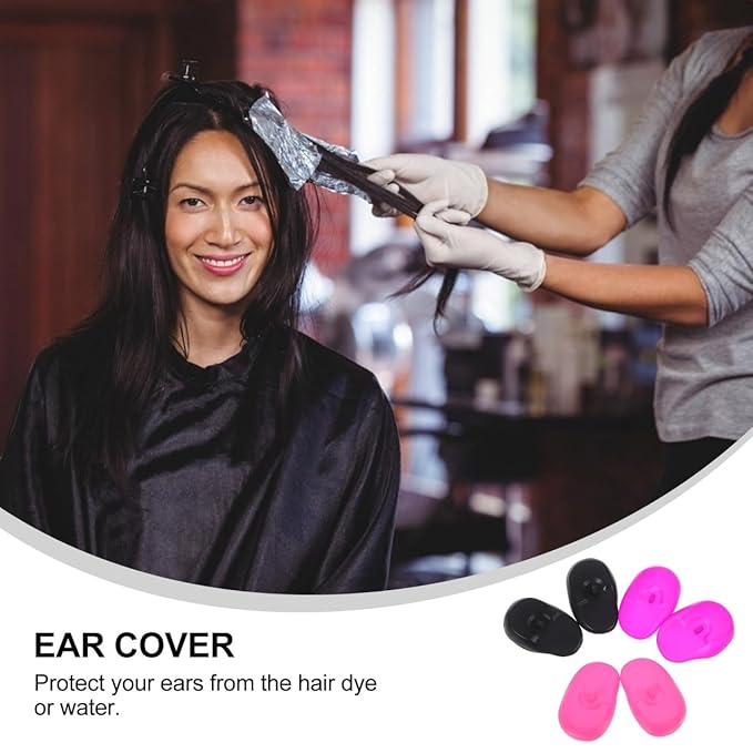 Healifty Silicone Anti-Dyed Ear Covers 3 Pairs Waterproof Ear Protectors for Hairdressing Heat and Water Resistance