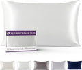 Mulberry Park 30 Momme 100% Pure Mulberry Silk Pillowcase - Luxury Charmeuse Weave for Hair and Skin, Cooling Silk Pillow Cover for Beauty Sleep - King Size 20"x36" / White