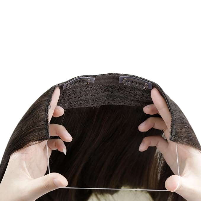RUNATURE Short Wire Hair Extensions Real Human Hair 12 Inch 70g Invisible Wire Hair Extensions Dark Brown Remy Soft Hair Add Thickness #2 Dark Brown