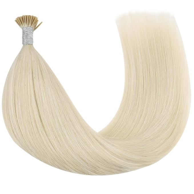YoungSee I Tip Hair Extensions Human Hair Blonde I Tip Extensions Platinum Blonde 16 Inch Itip Hair Extension Real Human Hair 80s 50g Itip Hair Extension Soft for Engagement