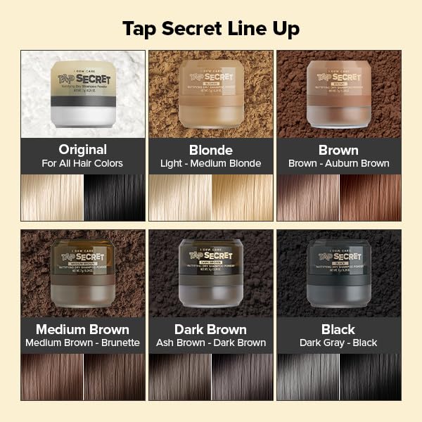 I DEW CARE Biotin Clarifying Dry Shampoo - Tap Secret Black | Strengthening & Volumizing, Powder Type, Refillable, Travel size, Non-aerosol, Brunette, Korean Ginseng, 0.24 Oz