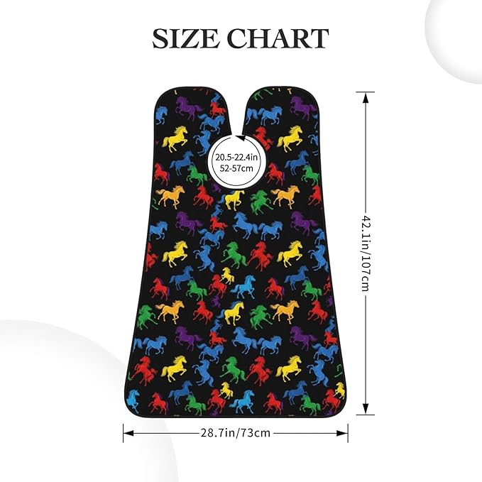 Beard Trimming Catcher Apron, Waterproof Non-Stick Grooming Bib for Shaving, Ideal for Men Dad Father’s Day, Black Colorful Horses Shave Bib