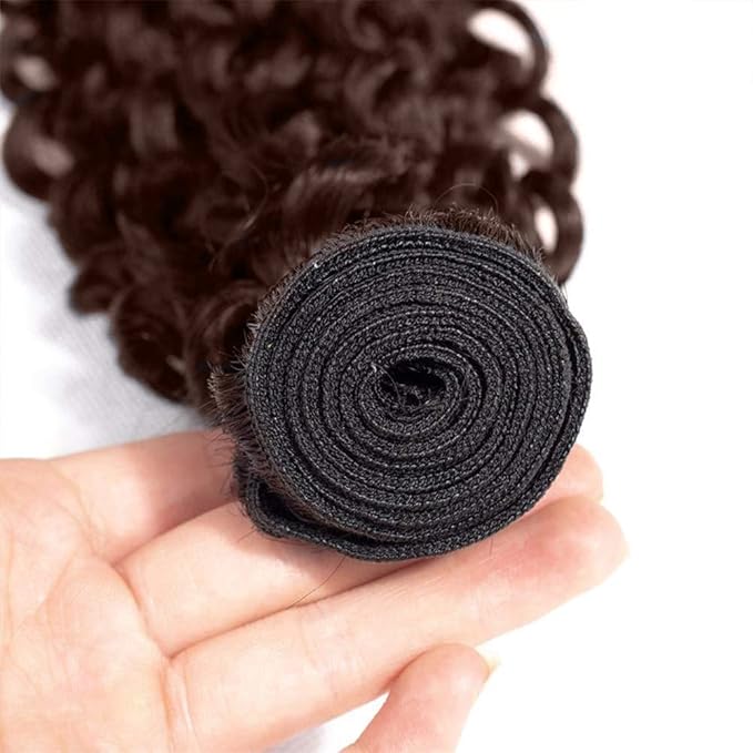 30 32 34 Inch Brown Curly Bundles Human Hair Color 4 Bundles Niegmeag Virgin Soft and Skily Remy Hair Extensions Dark Brown Kinky Curly Bundle