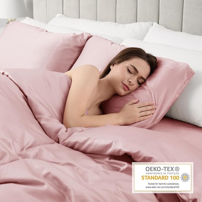 Lirex Satin Pillowcase for Hair and Skin, Super Soft and Cooling Similar to Silk, 2 Pack King Size 20"X 36" Pillow Cases with Envelope Closure, Gifts for Women Men, Light Pink