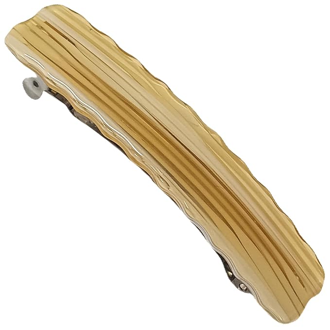 Hair Clips for Women,3.5 Inch Acetate Medium Hair Claw Clips for Women Thin Thick Curly Hair,Strong Hold No Slip Grip,French Classic Multicolor Barrettes Hair （Beige Yellow Oblong）