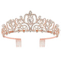 Didder Rose Gold Crystal Tiara Crown Headband Princess Elegant Crown with combs for Women Girls Bridal Wedding Prom Birthday Party