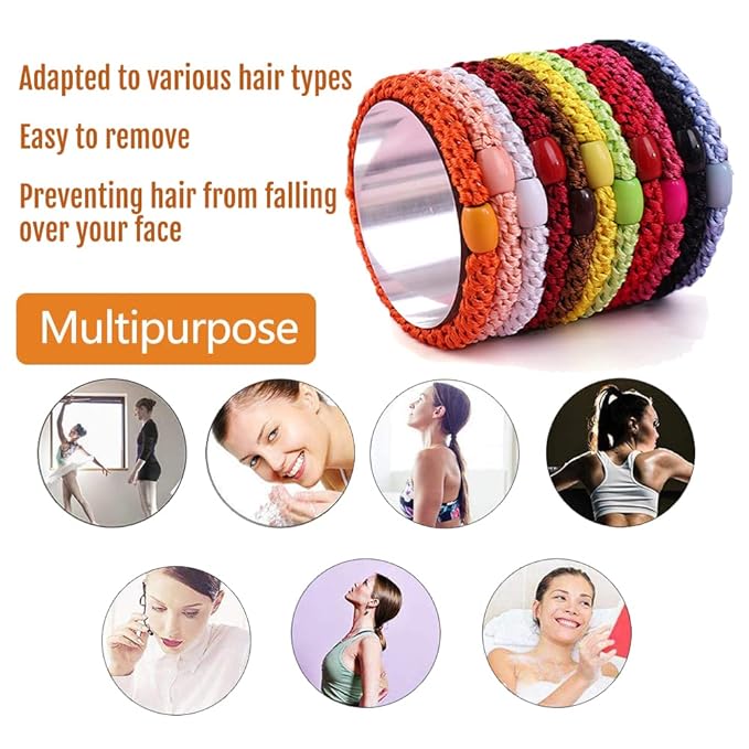 J.CARP 8Pcs Mixed color Hair Ties for Women Girls, Elastics Hair Bands Ponytail Holders, No Damage No Crease Hair Elastics, Perfect for Girls and Women with Thick or Curly Hair, Style 9