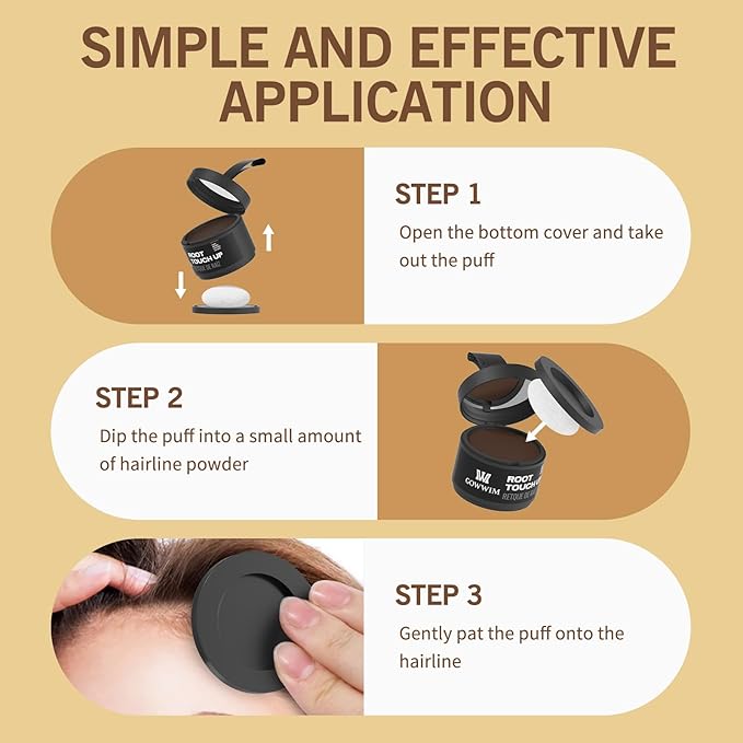 Hairline Powder (Black) Hair Color Shadow, Instantly Cover Gray Hair, Touch-Up for Thin Hair - 4g