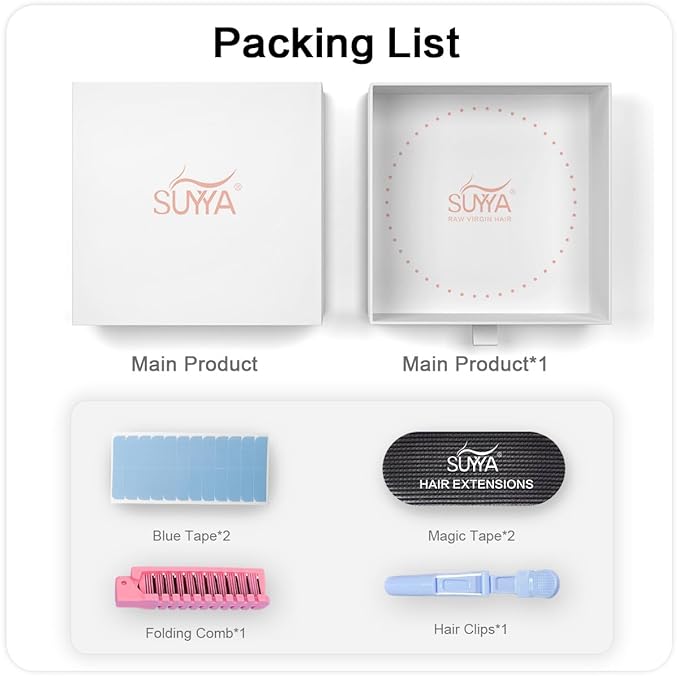 SUYYA Invisible Tape in Hair Extensions Human Hair Seamless Injected Hand-Tied Pro Quality Virgin Human Hair Tape Ins Ash Blonde Highlighted Bleach Blonde 20PCS 40G/Pack Straight(14 inch #P18/613)