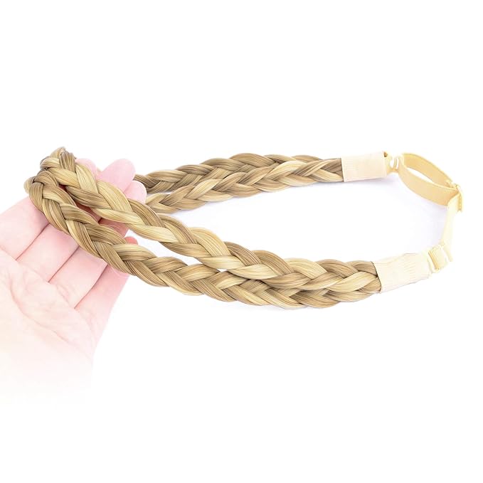 DIGUAN Double Three Strand Synthetic Hair Braided Headband Hairpiece Extension Women Girl Beauty accessory (Ginger Blonde)