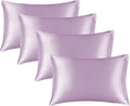 BEDELITE Satin Pillowcase for Hair and Skin, Super Soft Similar to Silk Pillow Cases 4 Pack with Envelope Closure, Cooling Pillowcases for Women Men (20"x36" King Size, Lavender)