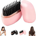 Mini Hair Straightener, Rechargeable Wireless Portable Hair Straightener Brush, 3-Speed Temperature Control, Rapid Heating & Anti Scald Shell, Lightweight and Portable for Travel (Pink)