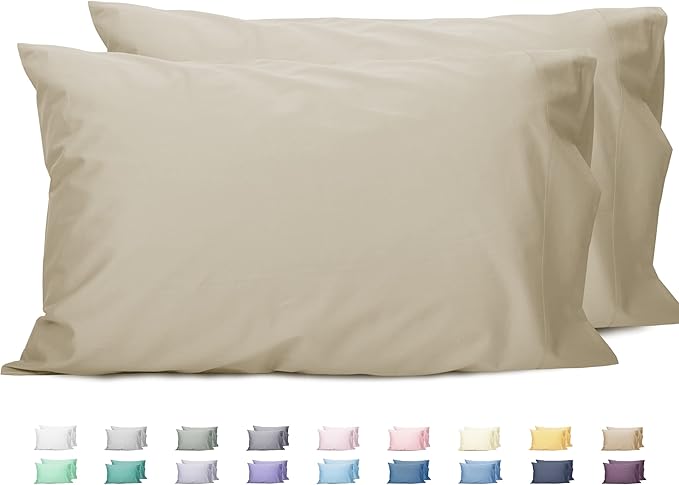 Sunflower Queen Pillowcases Set of 2, 100% Cotton Queen Size Pillow Cases 2, 20×30 inches Light Brown, Soft and Breathable
