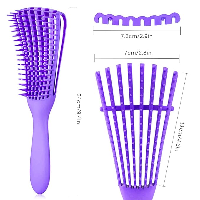 Detangling Brush for Afro/African Hair Textured 3a to 4c Kinky Wavy/Curly/Coily Hair, Knots Detangler Scalp Massage Comb for Women (1 pc, Purple)