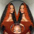 240 Density Curly Human Hair Wig Pre Plucked Hairline Glueless Wig 13x6 Curly Lace Front Wigs HD Lace Frontal Wigs for Women Ginger Orange Colored Ombre Wig 24 Inch new