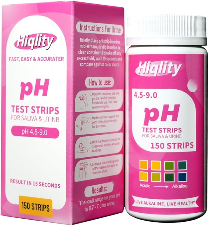 pH Test Strips – 150 Count – pH Range 4.5–9 – for Urine and Saliva – Litmus Paper, pH Paper for Women and Male, and pH Balance Testing,Home Use
