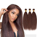 Color 4 Kinky Straight Bundles Human Hair Chocolate Brown Bundles 24 26 28 Inch Niegmeag Hair Unprocessed Brazilian Virgin Remy Hair Extensions Double Weft Hair Weave