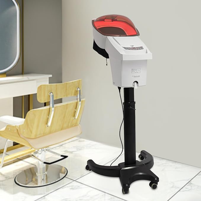 Ultrasonic Ozone Hair Steamer, 700W Micro Mist Ozone Hair Care Salon SPA Steamer Oil Treatment Machine, 7 Color Light Salon Styling Floor Hair Steamer Color Processor w/Adjustable Height (White)