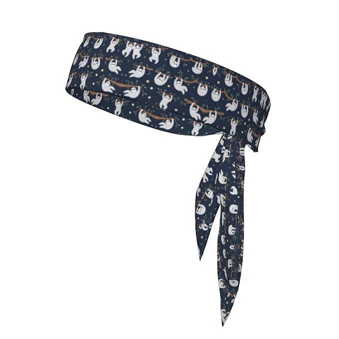 Men Women Sports Sweatband, Multi Style Elastic Head Ribbon for Sports Fitness Spa, Fashion Cute Sloth Headwear Head Accessories