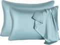 2 Pcs Mulberry Silk Pillowcase for Hair and Skin,Cooling Silk Pillow Case with Hidden Zipper,Allergen Proof Dual Sides Soft Breathable Smooth Silk Pillow Cover for Women.(Standard-2PCS,Aqua Blue)