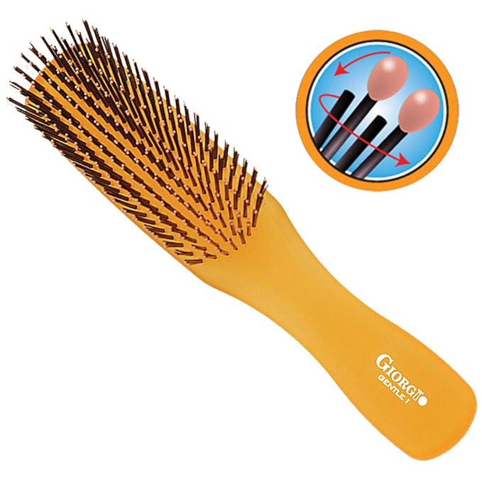 Giorgio GIO1 Gentle Hair Brush Dresser Size. Wet & Dry Pro Hair Brush Detangler. Soft for Sensitive Scalp. Good For Men Women & Kids All hair lengths. Durable and Anti-Static. (Set, Orange)