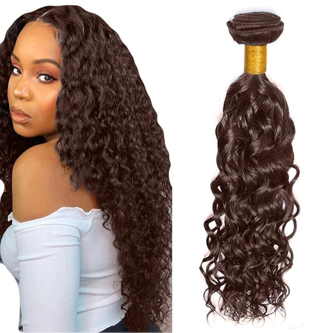 12 Inch Color #4 Bundles Human Hair Brown Water Wave Bundles Chocolate Brown Human Hair Bundles Brazilian Unprocessed Virgin Human Hair 1 Bundle Dark Brown Human Hair Weave