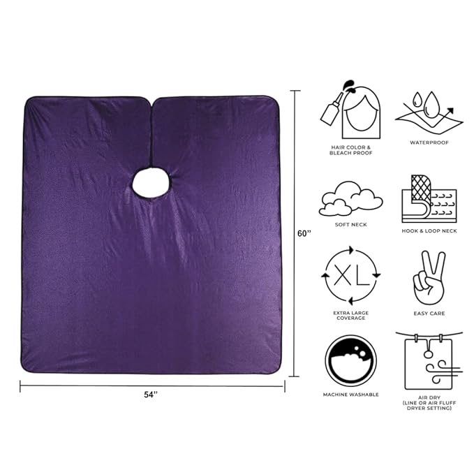 Cricket Encore All Purpose Professional Salon Cape – Waterproof Bleach Proof Hair Styling Cape, Adjustable Neck Closure – Extra-Large Coverage, Amethyst