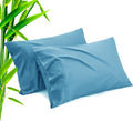 TELUS Blue Pillow Cases Queen Size 2 Pack, Bamboo Rayon Cooling Pillowcases with Envelope Closure, Cool Breathable Pillow Cover for Hot Sleepers & Night Sweats, 20x30 inches