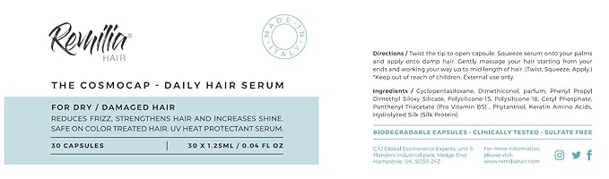 Remilia Hair | Keratin Hair Capsules with Pro-Vitamin B5 – Nourishing Leave-In Hair Serum for Smoothness, Shine & Hydration – 30 Softgel Capsules