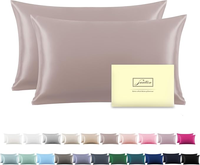 Silk Pillowcase for Hair and Skin,Soft,Breathable and Sliky 100% Standard Size Pillow Cases Set of 2,Both Sides Natural Mulberry Silk Pillowcases with Hidden Zipper(Standard Size 20"X 26",2pcs)