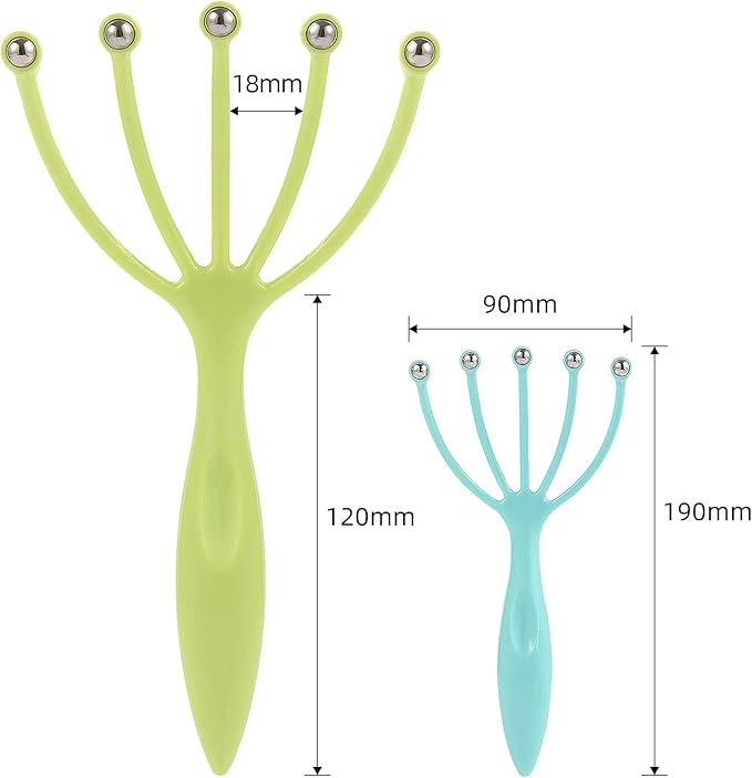 Scalp Massager,Handheld Claw Head Massager for Deep Relaxation & Stress Reduction in The Office Home SPA. Blue and Green(2-Pack)