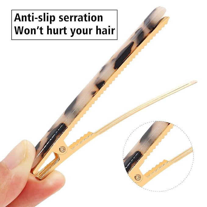 Cobahom 6 Pack Leopard Print Hair Clips Duckbill Hair Clip Metal Duck Teeth Hair Pins Chic Tortoise Shell Hair Barrettes for Women and Girls