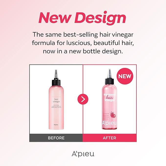 A’PIEU Raspberry Vinegar Shampoo & Hair Vinegar Rinse Conditioner Set – Scalp Clarifying, Buildup Removal, Refresing Finish, and pH-Balancing. Korean Hair Care (16.9 fl oz / 6.76 fl oz)