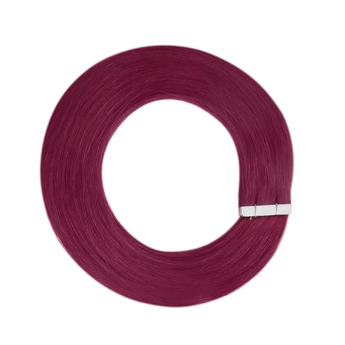 YoungSee Tape in Hair Extensions Real Human Hair Magenta Human Hair Extensions Tape in Color 20In Hair Extensions Tape-in Magenta for Girls Party Highlights 10pcs 25g