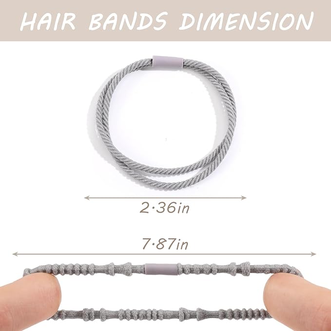 20 PCS Boho Hair Ties - 4 Styles for Ponytail Holders, No-Damage Grey Bracelets for Thick or Thin Hair