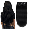 XDhair Black Clip In Hair Extensions Human Hair120g 20 Inch 6Pcs Clip in Hair Extensions Straight Natural Hair (#1,20Inch)