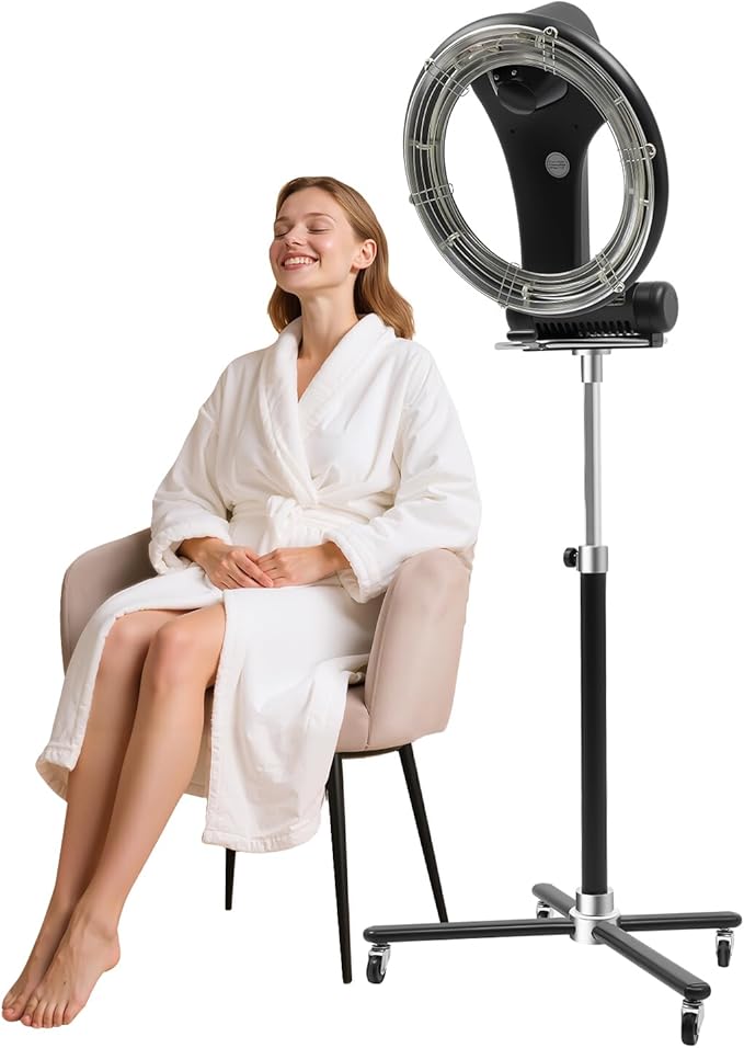 1KW Professional Hair Dryer, Salon Drying Perming Machine, 3 in 1 Orbiting Hair Steamer, Sit Under Salon Color Processor with Rolling Base