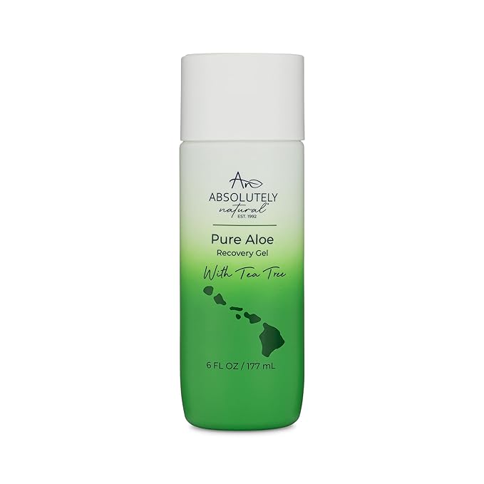 Absolutely Natural - 100% Pure Aloe Vera Cooling Gel - Lotion for Sunburn Relief & Rashes - Premium Sun Care with Vitamin E, Eucalyptus - 6 oz