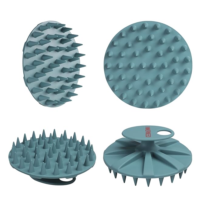 INNERNEED Scalp Massager Shampoo Brush, Wet & Dry Manual Scalp Care Head Scrubber Hair Washing, Soft Silicone Bristles, for Hair Growth, Dandruff Removal (Pack of 4)