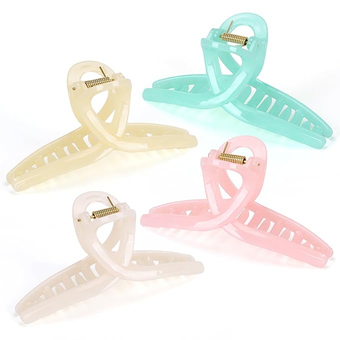 Butterfly Hair Claw Clips for Women - 4.3 Jelly Hair Accessories Medium Size for Girls with Thin, Fine or Thick Hair (4 Pcs)