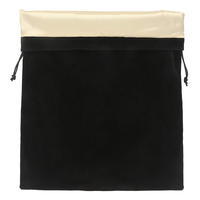 Segbeauty Large Hair Dryer and Garment Organizer Bag - Velvet Drawstring Pouch with Satin Liner, 11.8x15.7 inch, Black, for Diffuser, Straighteners, Clothes