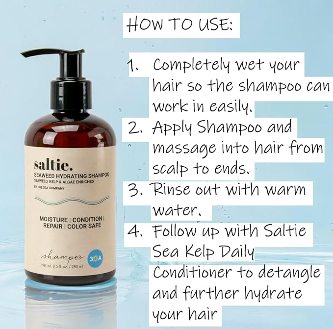 Shampoo and Conditioner Set - Seaweed Hydrating Shampoo and Sea Kelp Daily Conditioner to nourish dry damaged hair, repair and bond damange and reduce frizz